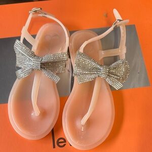 Jessica Simpson Pink Sandals with Glittering Silver Bow